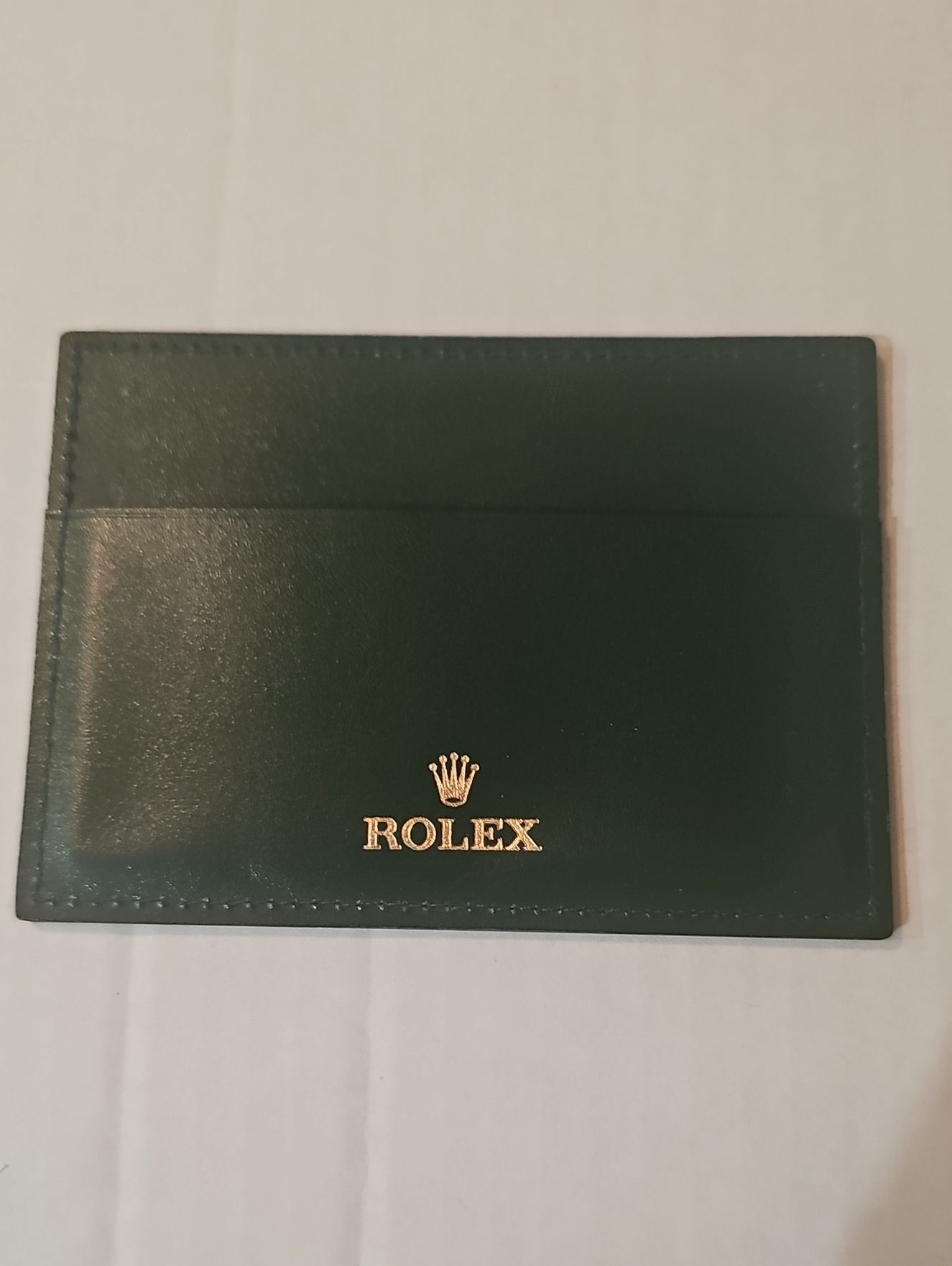 Rolex Dark Green Leather Card  Key Sleeve With Gold Logo